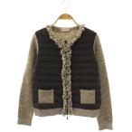 ショッピングmoncler モンクレール MONCLER ALLA COREANA フリンジニットダウンジャケット 切替 アルパカ混 XS ブラック ホワイト /ES ■OS ■SH レディース