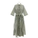 ケイトスペード KATE SPADE K7447 リボン付ストライプシャツワンピース S ネイビー ホワイト /ES ■OS ■SH レディース