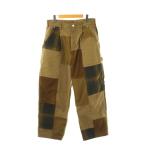 コムデギャルソンオム COMME des GARCONS HOMME AD2025 パッチワーク切替パンツ テーパード HP-P02 XS ブラウン /HK ■OS メンズ