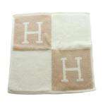 未使用品 エルメス HERMES AVALON Eponge ハンドタオル タオルハンカチ 白 ベージュ 102192M /MI ■OS ■OH レディース