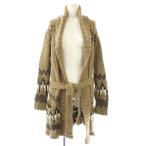 クローズド CLOSED カウチンニット ロングカーディガン アルパカ混 ベルト付き S ブラウン マルチカラー /ES ■OS レディース