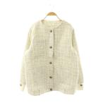 未使用品 ダーリッチ 25SS カフスデザインオーバーツイードジャケット ノーカラー F オフホワイト ブラック グレー /DO ■OS
