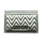 ショッピングMIUMIU ミュウミュウ miumiu マテラッセ カードケース 名刺入れ レザー 銀色 シルバーカラー /SS ■OS ■OH レディース