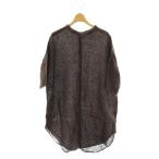 ブロカント Brocante リネンチュニックワンピース 七分袖 膝丈 2 ブラウン /DO ■OS レディース