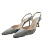 マノロブラニク MANOLO BLAHNIK スリングバックパンプス ハイヒール ポインテッドトゥ レザー 35.5 シルバー色 /YO19 レディース