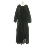 未使用品 ザラ ZARA コットンポプリンティアードワンピース L ブラック /ES ■OS レディース