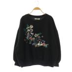 ショッピングIS 未使用品 イズスカラー is ScoLar フラワー刺繍 スウェット トレーナー M ブラック マルチカラー /ES ■OS レディース