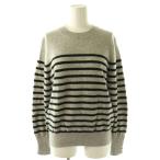 23区 オンワード樫山 ピュアカシミヤ ボーダー ニット セーター プルオーバー 38 グレー 黒 /CX ■OS レディース