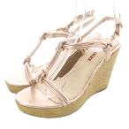 プラダ PRADA ウェッジソール サンダル ストラップ 36 ピンク ベージュ /SR レディース