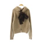 ショッピングニットタイ ザラ ZARA フード付きタイベルトニットカーディガン ジップアップ S ベージュ /HK ■OS レディース