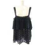  не использовался товар Zara ZARA POINTELLE KNIT TOP WITH RUFFLE топ гонки L чёрный черный /AN65 женский 