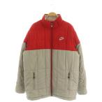  Nike NIKE с хлопком жакет Logo вышивка Zip выше воротник-стойка L красный серый /MY #OS мужской 