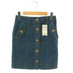 未使用品 バーバリーブルーレーベル BURBERRY BLUE LABEL フロントボタン デニム タイトスカート ミニ 36 ブルー /HK ■OS レディース