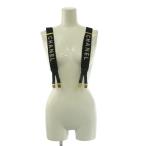  Chanel CHANEL vintage Vintage Logo подтяжки здесь Mark Gold металлические принадлежности принт переключатель чёрный черный белый белый /BB #OH