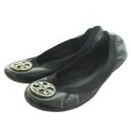  Tory Burch TORY BURCH балетки Flat двойной T Logo plate кожа 8M чёрный черный /SS #OS женский 