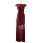 tadasi шоу jiTADASHI SHOJI украшен блестками велюр длинное платье One-piece French рукав XS бордо /HS #OS женский 