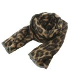  не использовался товар se The nnSEZANE шерсть Leopard рисунок палантин бахрома чай Brown чёрный черный /MI #OS женский 