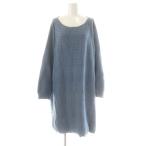 tiaklaseTiaclasse вязаный One-piece колени длина длинный рукав проверка XXL голубой серый /DO #OS #GY39 #AX женский 