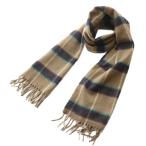 ダンヒル dunhill マフラー フリンジ チェック カシミヤ 茶 ブラウン ■GY14 メンズ