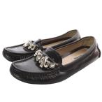 ミュウミュウ miumiu ビジュー フラットローファー 34.5 21.5cm 黒 ブラック /SR レディース