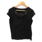 インテレクション INTELLECTION Tシャツ カットソー 半袖 ラウンドネック チュール 40 黒 ブラック /YK31 レディース