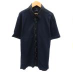 モルガンオム MORGAN HOMME カジュアルシャツ 半袖 無地 大きいサイズ XL 紺 ネイビー /YK23 メンズ