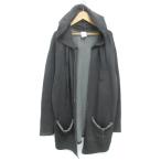 ザラ ZARA ニットカーディガン ロング丈 フード付き 前開き M チャコールグレー /FF13 レディース