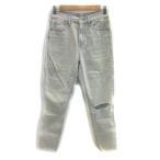 AMERICAN EAGLE アメリカンイーグル デニムパンツ ジーンズ テーパード アンクル丈 ダメージ加工 カットオフ 2 ライトブルー レディース
