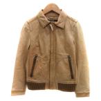 バークタンネイジ BARK TANNAGE レザージャケット 革ジャン ミドル丈 ダブルジップ 34 ベージュ /YK4 レディース