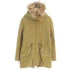  Moussy moussy с хлопком пальто с капюшоном . длинный длина воротник-стойка обратная сторона боа Zip выше шерсть с мехом 1 хаки /FF4 женский 