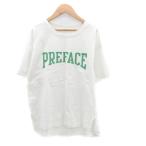 グローバルワーク GLOBAL WORK Tシャツ カットソー ラウンドネック 半袖 プリント L オフホワイト 緑 グリーン /HO38 レディース