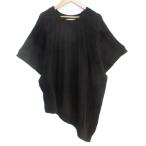  не использовался товар образец toruso туника вязаный свитер короткий рукав вырез лодочкой asimeto Lee кабель плетеный F чёрный черный /FF28 женский 