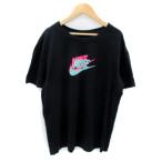 ショッピングナイキ tシャツ メンズ ナイキ NIKE Tシャツ カットソー 半袖 ラウンドネック ロゴプリント L 黒 ブラック /SY45 メンズ