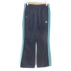  Adidas спорт одежда джерси flare pants легкий брюки длинный длина Logo .? боковой линия L темно-синий mint green женский 