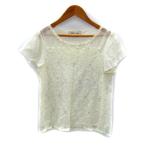 ミッシュマッシュ MISCH MASCH カットソー 半袖 ラウンドネック 切替 レース ビーズ装飾 M オフホワイト /SY34 レディース