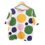 ユニクロ × マリメッコ marimekko Tシャツ カットソー クルーネック 半袖 ランダムドット柄 S マルチカラー オフホワイト レディース