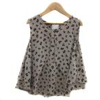 ザラ ベーシック ZARA BASIC ブラウス カットソー ノースリーブ ラウンドネック 総柄 M マルチカラー グレージュ /YS37 レディース