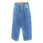 ザラ ZARA デニムワイドパンツ ジーンズ ロング丈 ボタンフライ 34 XS 水色 ライトブルー /SM48 レディース