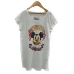 マウジー × ディズニー Tシャツ カットソー 半袖 ラウンドネック ロング丈 ミッキーマウス 1 マルチカラー アイボリー レディース