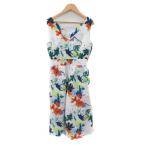 エヴリス EVRIS オールインワン コンビネゾン アンクル丈 Vネック S マルチカラー 白 ホワイト /YK3 レディース