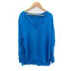 ザラウーマン ZARA WOMAN ブラウス カットソー 長袖 スリットネック 無地 XL 青 ブルー /SY30 レディース