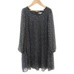 ロペピクニック ROPE Picnic ワンピース ミニ丈 長袖 ラウンドネック 花柄 マルチカラー 38 M ブラック 黒 /YM12 レディース