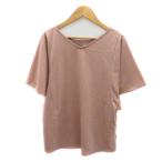 グローバルワーク GLOBAL WORK カットソー 半袖 Vネック M ピンクベージュ /YK45 レディース