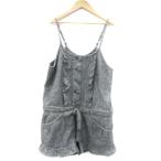 アクシーズファム axes femme オールインワン コンビネゾン ショートパンツ ヘリンボーン柄 リボン ウール混 M ブラック 黒 レディース