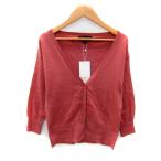 未使用品 ジルスチュアート JILL STUART カーディガン ミドル丈 Vネック 七分袖 無地 M くすみレッド /SY27 レディース