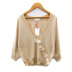 未使用品 ジルスチュアート JILL STUART ニット カットソー 長袖 Vネック 無地 リボン M ベージュ /SY28 レディース