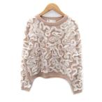 ザラ ZARA ニット セーター 長袖 ラウンドネック M ベージュ /SY41 レディース