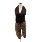 チャコット Chacott ヨガウェア 練習着 オールインワン コンビネゾン ホルターネック 七分丈 切替 花柄 M ブラウン /SY31 レディース