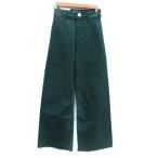 ショッピングzara 未使用品 ザラ ZARA デニムパンツ ジーンズ ワイドパンツ ロング丈 32 XXS 小さいサイズ 緑 グリーン /SM30 レディース