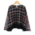 ショッピングzara ザラウーマン ZARA WOMAN ニット カットソー 長袖 ツイード フリンジ S マルチカラー 黒 ブラック /SM17 レディース
